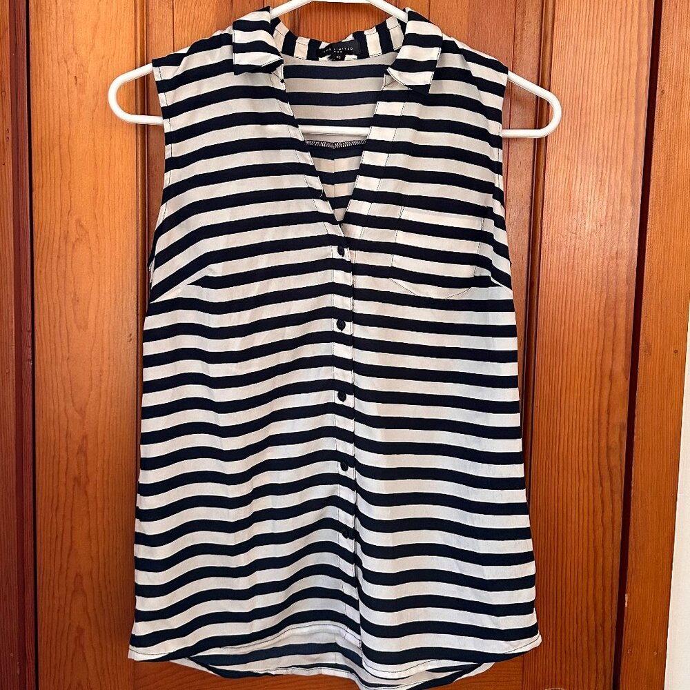 The Limited Navy and White Striped Sleeveless Blouse - Size XS